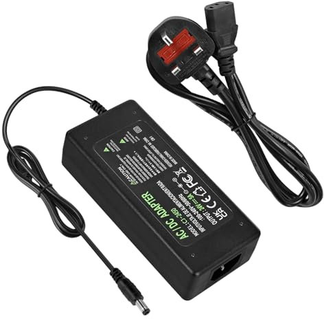 Power Supply 24V 5A,AC 100-240V to DC 24V 120W Converter Adapter Driver Transformer with 5.5mm x 2.5mm/2.1mm Jack, UK Plug for Led Strips,LCD Monitors,CCTV Camera