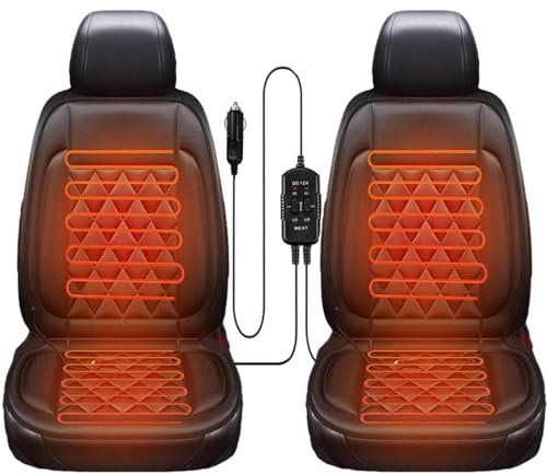 Wizvox 12v Sitzauflage Auto Heizung, Intelligente Steuerung für Schnelles Aufheizen Sitzauflage Auto rutschfest Universal Autositzbezug Mit Heizung Damen Geschenk Doppelsitz 1 Netzkabel