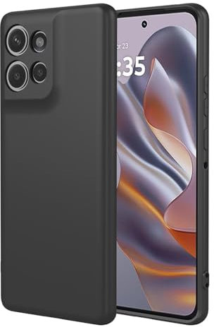 YANJIEER ESONG Liquid Silicone Case für Motorola Edge 50 NEO, Ultra Dünn Weiche TPU Silikon Telefonhülle für Mädchen Frauen, Stoßfeste Kratzfestes Mikrofaserfutter Schutzhülle Schwarz