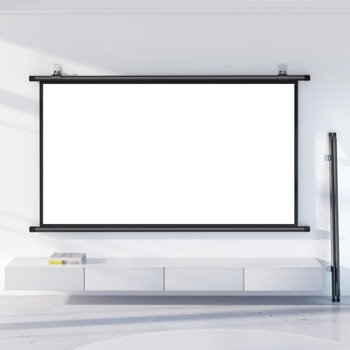 Telo Proiettore Avvolgibile, Schermo for Proiezione, Montaggio A Muro e Soffitto, Schermo for Proiettore 30-72 Pollici 16:9, Telo Proiettore Bianco Opaco HD Pull Down, 16:9 HD 4K 3D - Panello(Metal,30