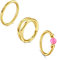 LAURITAMI 3 Stück Nasenpiercing Ring Chirurgenstahl 18G Dünn Nasenpiercing Ring Gold Set,Rosa Opal Septum Clicker Ring,8mm Helix Conch Knorpel Tragus Nasenpiercing Schmuck