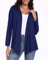 PrinStory Cardigan leggero da donna, casual, morbido, a maniche lunghe, con scollo a V, orlo irregolare, design superiore da donna aperto sul davanti, blu navy, L