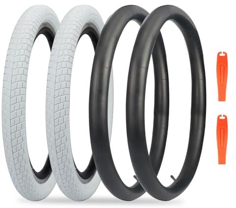 ZUKKA Pack de 20 x 2.125 neumáticos de bicicleta plegables para niños y 2 paquetes de 20 pulgadas con válvula compatible con neumáticos de bicicleta 20 x 2.125 pulgadas, color blanco