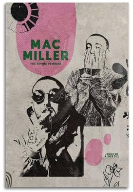 AKRHARWB Mac Miller Poster, Wandkunst, Vintage, elegantes Poster, dekoratives Gemälde für Wohnzimmer, Schlafzimmer, 30 x 45 cm, ungerahmter Stil