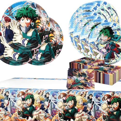My Hero AcademiaTheme- Vajilla decorativa para fiestas de cumpleaños para niños, vajilla de fiesta para niños, decoración de cumpleaños