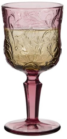 Mothers Day Wine Glass Gift Pink Floral Embossed Dishwasher Safe Wine Goblet Cocktail Glass Mother's Day Glassware Gift 300ml
