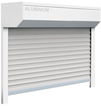 Schellenberg 39064 Kit de volet roulant pour fenêtre, système de volet roulant Mini, 115 x 90 cm, blanc/gris, kit de potence en aluminium 45°, avec rails de guidage, PVC blindé
