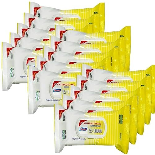 Easyclean Antibacterial Disinfectant Wipes, 15 Pack of 80 (1200 Wipes) Citrus Zest & Lemon Fragrance, Effective Mould Mildew Remover, Ideal For Home Cleaning & Multi-Surface Use