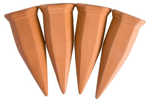 Clay Tube Garden Wooterrs – 4 Stück selbstbewässernde Kons für den Garten, Weinflasche | Feuchtigkeitsregler im Innentopf, Wasserspender aus Terrakotta aus Terrakotta