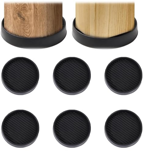 6 PCS Rubber Castor Cups, 3 Inch Carpet Protector Cups, Non Slip Furniture Coasters, Furniture Pads Round, Sofa Feet Protectors for Wooden Floors