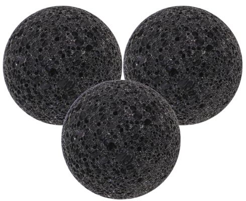 Gatuida 3 Stück Sauna Lavasteine 5cm Natürliche Runde Vulkansteine für Aromatherapie und Dampfsauna Schnelle Wärmeabgabe Geeignet für Trocken und Nasssauna Spa Zubehör