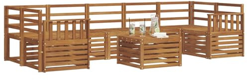 vidaXL Sofagarnituren 8 pcs Natur Massivholz Akazie, Elegantes Garten-Sofa, modernes Lounge-Set für draußen, langlebige Terrasse, gemütliche Sitzmöbel