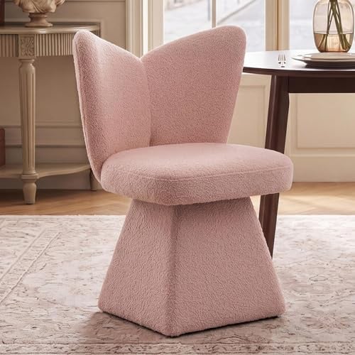 DAYALANE Chaise de Coiffeuse, Dossier en Papillon&Pivotant à 360°, Rose | Fauteuils de Salon Scandinave, Chaise de Chambre Élégant pour Coiffeuse Salon Chambre Cuisine
