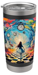 Alice im Wunderland Trippy Zeitmesser Doppelwandiger Edelstahl-Thermobecher