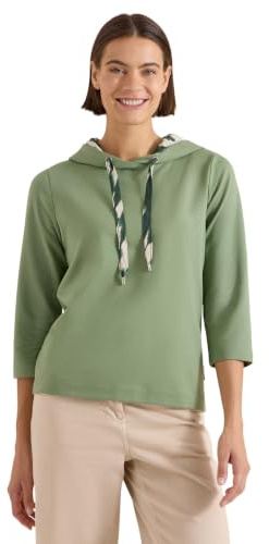 Damen 3/4-Arm Shirt mit Kapuze und Printdetails