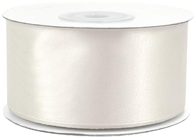 Satinband 38mm x 25m Rolle - FARBAUSWAHL in 3/6/12/18/25/38/50/75/100mm - farbecht & waschbar - Schleifenband für Hochzeit - Geschenkband zum Verpacken Dekorieren Basteln - Ivory/Elfenbein 810