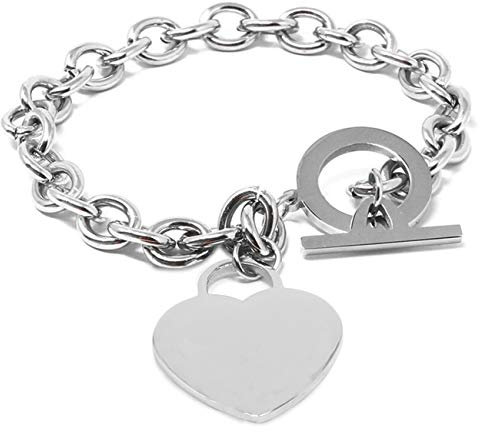 inSCINTILLE Cuore Rock Bracciale Donna a Catena in Acciaio Inossidabile Lucido con Cuore Colorato (Argento)