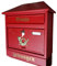 Naturholz-Schreinermeister Großer Briefkasten/Postkasten XXL Rot/Matt mit Zeitungsrolle Zeitungsfach Schrägdach Trapezdach