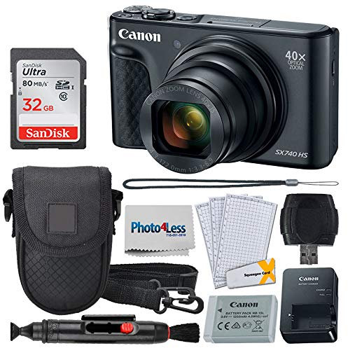 Fotocamera digitale Canon PowerShot SX740 HS scheda 32 GB custodia lettore USB pulire obiettivo protezioni schermo LCD
