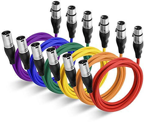 NUOSIYA 3M Cavo XLR Bilanciato Cavo XLR 6 colori,Professionale cavo microfono xlr Cavo XLR maschio a femmina a 3 pin, per registratore da studio, microfono, sistema di altoparlanti