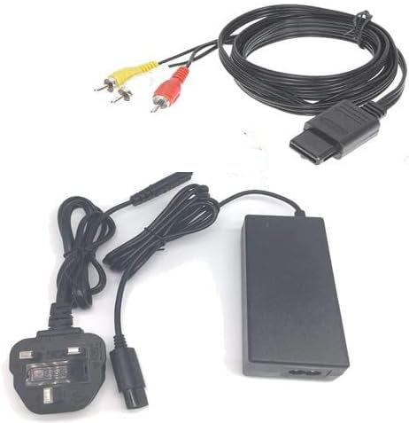 CHILDMORY AC Power Adapter Charger UK Plug Power Supply With AV Audio Video Cable Cord for Gamecube NGC Console System