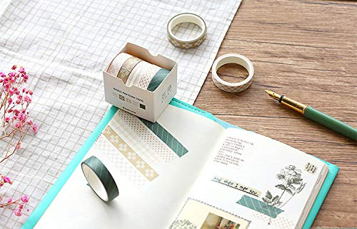 VOANZO 10 Rollen reines und frisches Washi Tape, Wave Dot, Twill, Blumen Washi Masking Tape Set für Bullet Journal, Planer, Geschenkverpackung, Weihnachtsdekoration