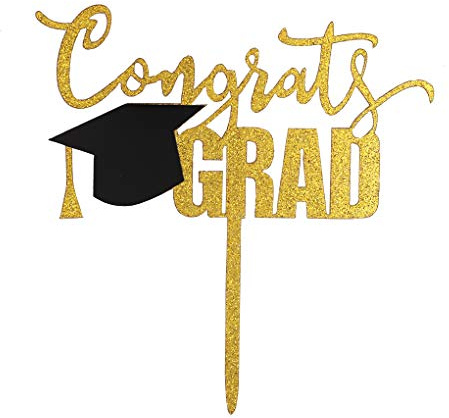 Topfunyy Congrats Grade Cake Topper Gold Acryl Topper für Abschlussfeier Party Dekorationen