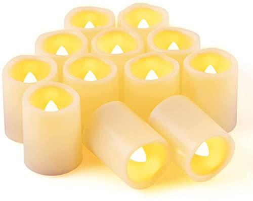 CANDLE IDEA Candele votive a LED, senza fiamma, 3,8 x 5,1 cm, confezione da 12 pezzi, elettriche, senza fiamma, alimentate a batteria, per Natale, centrotavola del Ringraziamento