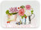 Lashuma Vassoio rettangolare in plastica, 45 x 31 cm, motivo: peonia, grande vassoio da cucina colorato