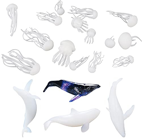 NA Woohome 20 Pz Stampo in Silicone 3D Mini Riempitivo in Resina Stampo, Mini Medusa Mini Balena Mold Filler 3D Resina Filler Stampa Stereo Riempitivo per Mestieri Gioielli DIY