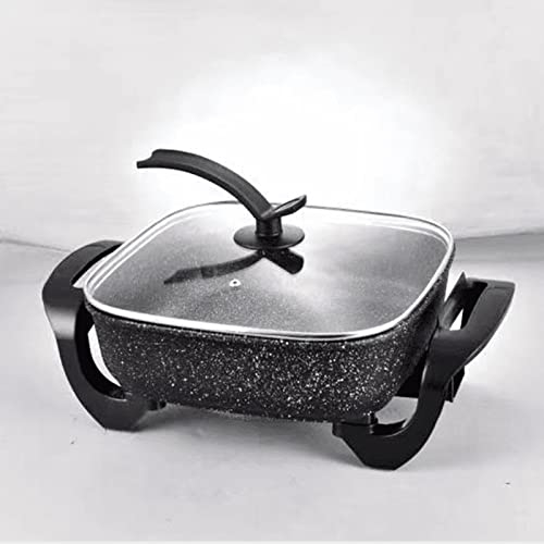 FHCSAO Fornello Elettrico Multifunzione Elettrico Padella Multi-fornello Elettrico con Coperchio in Vetro e Termostato Regolabile Padelle Elettriche con Coperchio per Sfiato Vapore in Vetro