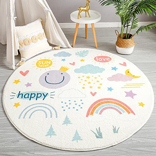 Kinderteppich Rund Waschbare Teppich Groß fürs Babyzimmer Kleinkinderzimmer Wohnzimmer Schlafzimmer Bereich Kinderteppiche Runden Teppiche Flauschige Matte Kinder Schutzmatten Kindermatte 100 cm