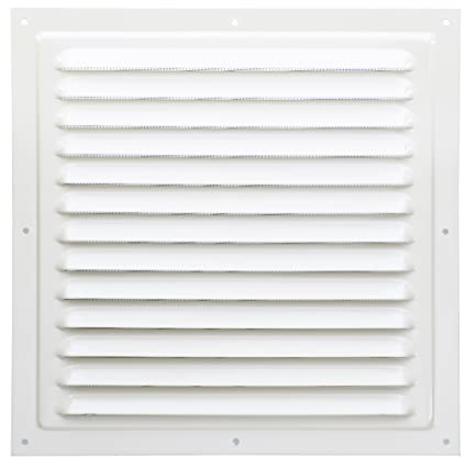 Griglia di ventilazione in metallo, 25 x 25 cm, per interni ed esterni, montaggio con protezione dagli insetti, robusta, resistente alle intemperie (25 x 25 cm, colore bianco)