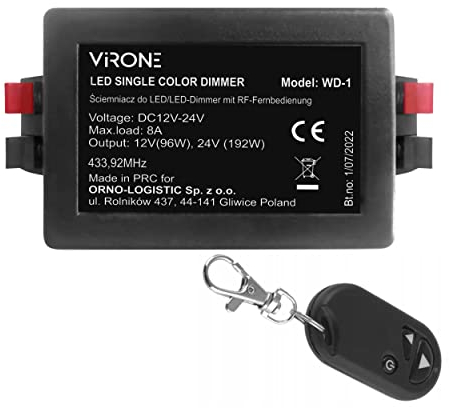 Virone WD-1 Dimmer für Led Lampen 12-24VDC RF mit Fernbedienung