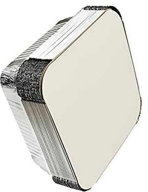Bandejas de aluminio con tapas, recipientes grandes de papel de aluminio con tapas de papel para asar, hornear, hornear, hornear, cocinar, almacenar alimentos y congelar, cuadrados de 9 x 9 pulgadas