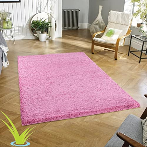 Wadan 200x290cm Baby Pink Shaggy Rugs Living Room |5mm Thick Pile | Extra Large Small Medium | Rectangular Size | Soft Touch | Living Room Area Rugs | Non Shedding
