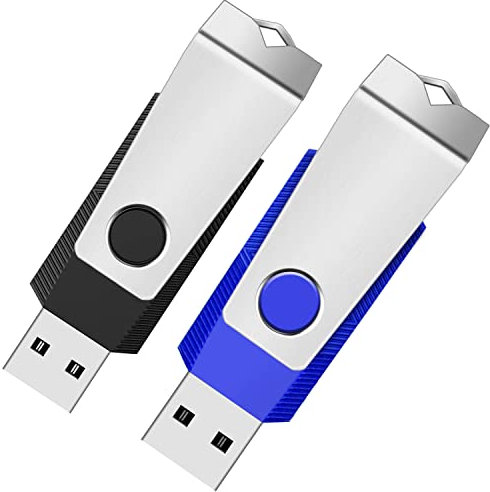 Wooolken Lot de 2 clés USB 2.0 4 Go, Jump Pen Drive avec lumière LED et Cordons pour Le Stockage et la Sauvegarde (4G, 2 Couleurs : Noir Bleu)