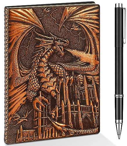 DND Dragon Journal Notebook, 3D Dragon Embossed Notebook mit Stift für Dungeons and Dragons/D&D, Great RPG Zubehör Nerdy Geschenke für DM's & Spieler, 200 Seiten A5 Leder Notepad für Männer & Frauen