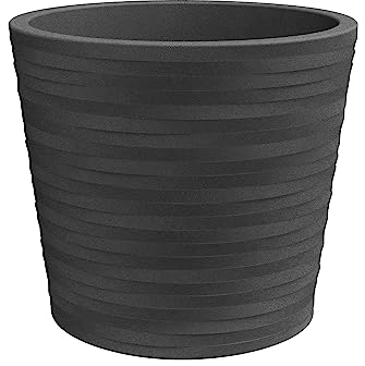 NICOLI Pot cylindrique Hermers ELEGANCE, en résine, technique rotationnelle, pour intérieur et extérieur, diamètre 30 cm 40 fleur (Ø cm 40 cm, anthracite)
