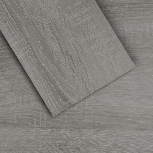 MULGREAT Peel and Stick Vinyl Flooring, Floor Tiles Self Adhesive Waterproof Wood Grain Planks, DIY for Bedroom, Kitchen, Living Room Home Decor, Split Grey