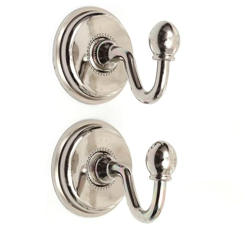 TopHomer 2 Stück Vorhanghalter Haken mit Schrauben, Vintage Legierung Vorhang Gardinen Halterung Dekorative Wandhaken Vorhanghalter Raffhalter Haken (Silber)