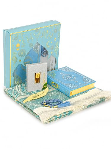 IHVAN Gebetsgeschenk Set für Hajj und Umrah, muslimischer Gebetsteppich, Taasbih, Heiliger Koran, englisch übersetzt