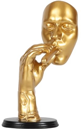 NILEEBUKER Gold Resin Man Smoking Cigar Statue Figurine Abstract Creative Sculpture Home Decor 10 Inch