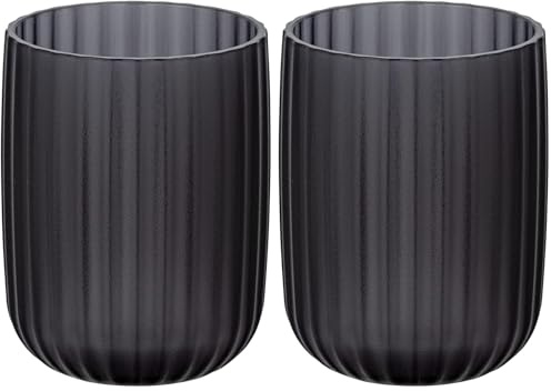 WENKO Gobelet Salle de Bain Agropoli Gris - Porte Brosse à Dents, Plastique, 7.5 x 10 x 7.5 cm, Gris (Lot de 2)