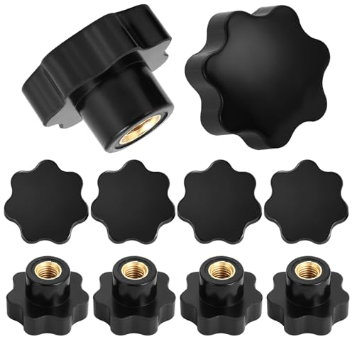 HSEAMALL 10 pezzi dado a stella M10 dado ad alette manopola di serraggio filettatura interna filettatura in plastica testa a stella per macchina utensile, nero