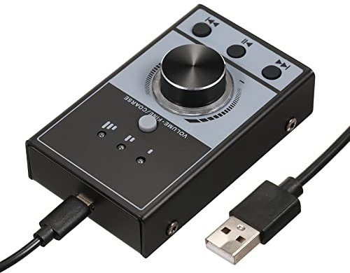 Multimedia USB Computer Volume Control Controller Multimedia USB Controller Knob PC Computer Speaker Audio Adjuster Volume Controller One-Click Mute 3 Volume Control Modes Plug and Play Compatible