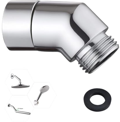 HIOQFR Winkelstück für Handbrause Adapter 1/2 zoll Duschschlauch Adapter 135 Grad Winkelstück Dusche Kopfbrause Winkel Duschkopf Gelenkstück Regendusche Duschkopf Adapter Verlängerung für Kopfbrause