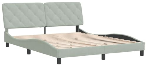 vidaXL Bettgestell, Bett ohne Matratze, Bettrahmen mit Lattenrost, Doppelbett für Schlafzimmer, SchlafzimmerBettgestell Hellgrau 160x200cm Samt