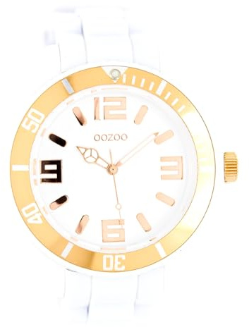 Oozoo Unisex Armbanduhr Vintage Series Analog Silikon weiß UOC4161A Analoguhr