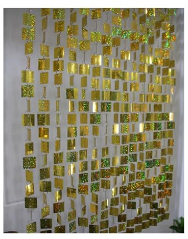 MKLHAVB Door Curtain Home Partition Decoration Supplies DIY Sequin Colored Door Curtains Wedding Party Hanging Ornaments Beaded Door Curtain(Gold)